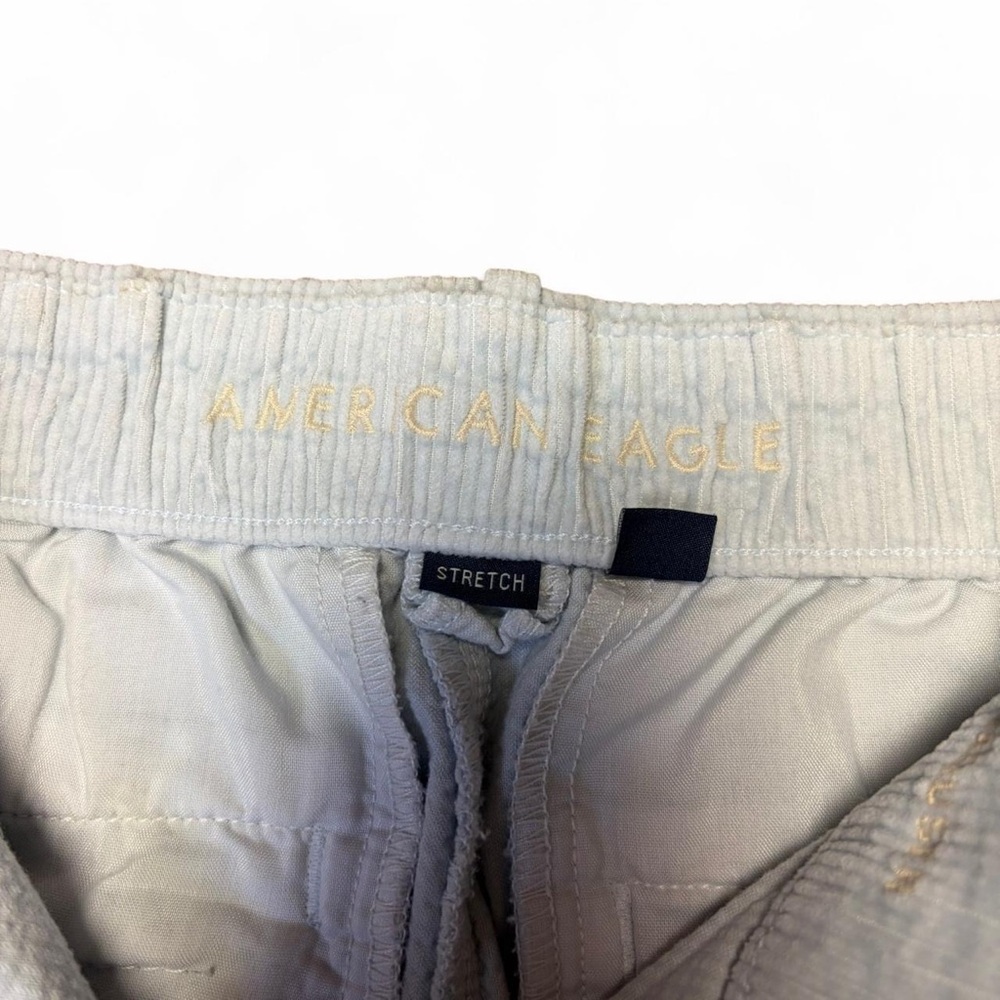 American Eagle Wide Leg Trouser Pants Womens 4 Light Blue Corduroy Baggy - Picture 8 of 13